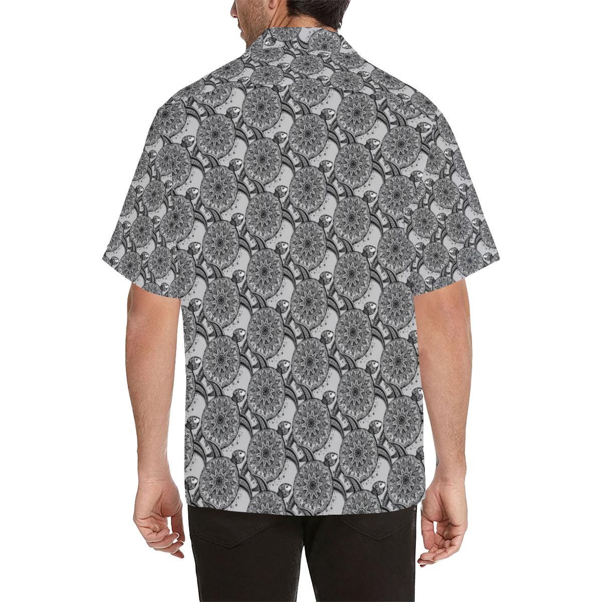 Tribal Turtle Polynesian Themed Print Trendy Hawaiian Shirt, Turtle Lover Trendy Hawaiian Shirt For
