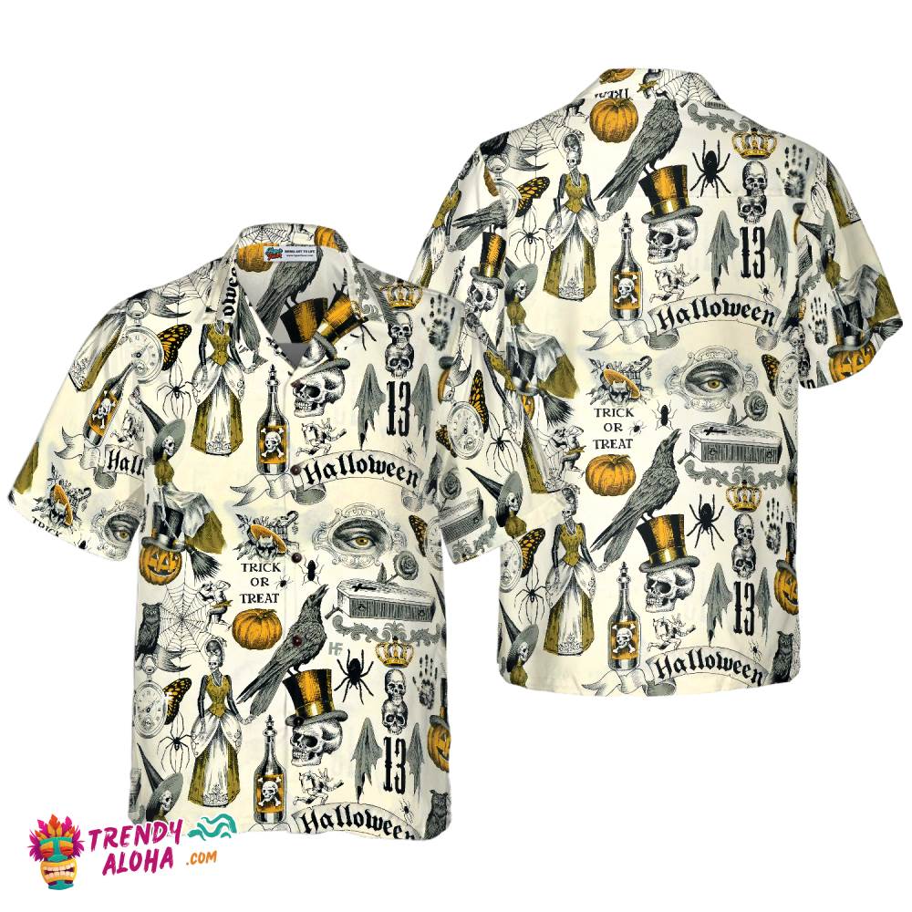 Trickery Halloween Pattern Hawaiian Shirt