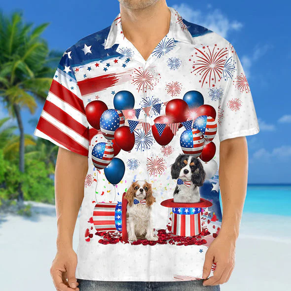 Tricolor Cavalier King Charles Spaniel Independence Day Trendy Hawaiian Shirt For Men And Women, 4Th Of July Trendy Hawaiian Shirt