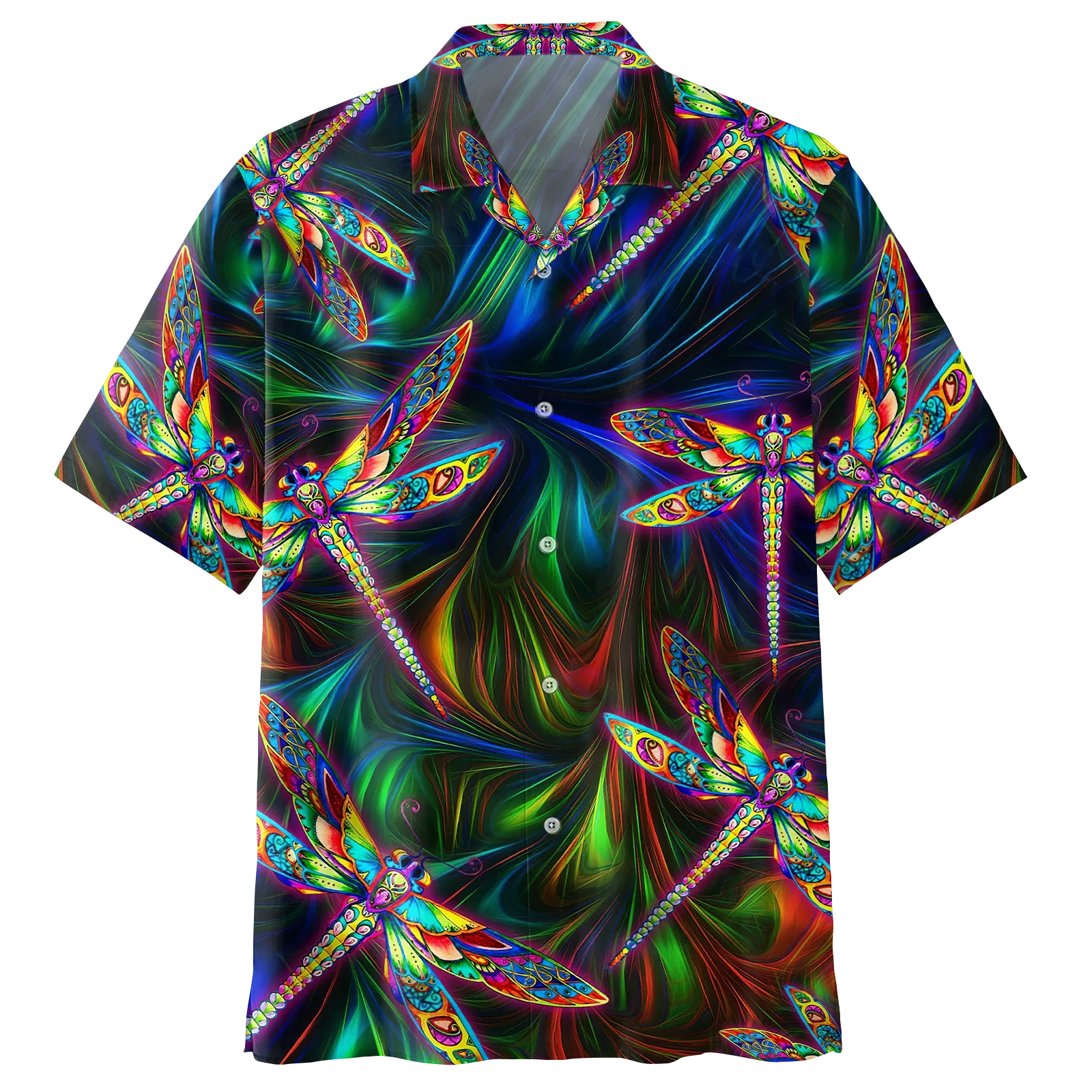 Trippy Colorful Dragonfly Psychedelic Hippie Trendy Hawaiian Shirt