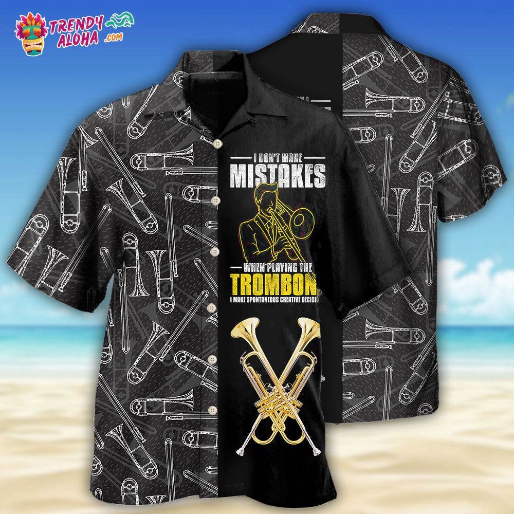 Trombone Music Lover Black Style Hawaiian Shirt – Trendy Aloha