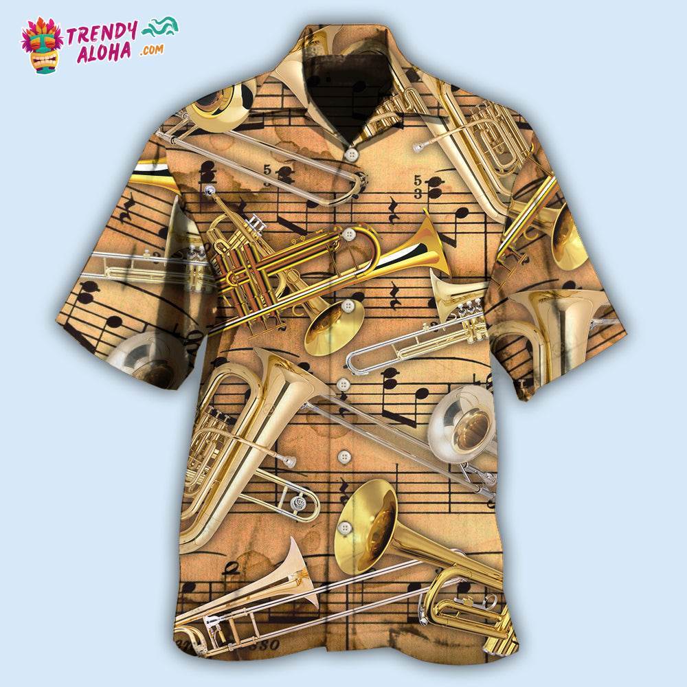 Trombone Music Notes Style Hawaiian Shirt – Trendy Aloha