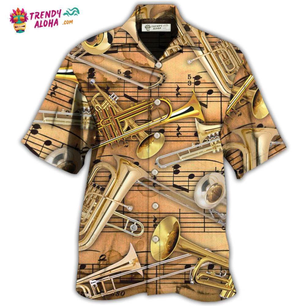 Trombone Music Notes Style Hawaiian Shirt – Trendy Aloha Trombone Music Notes Style Hawaiian Shirt – Trendy Aloha