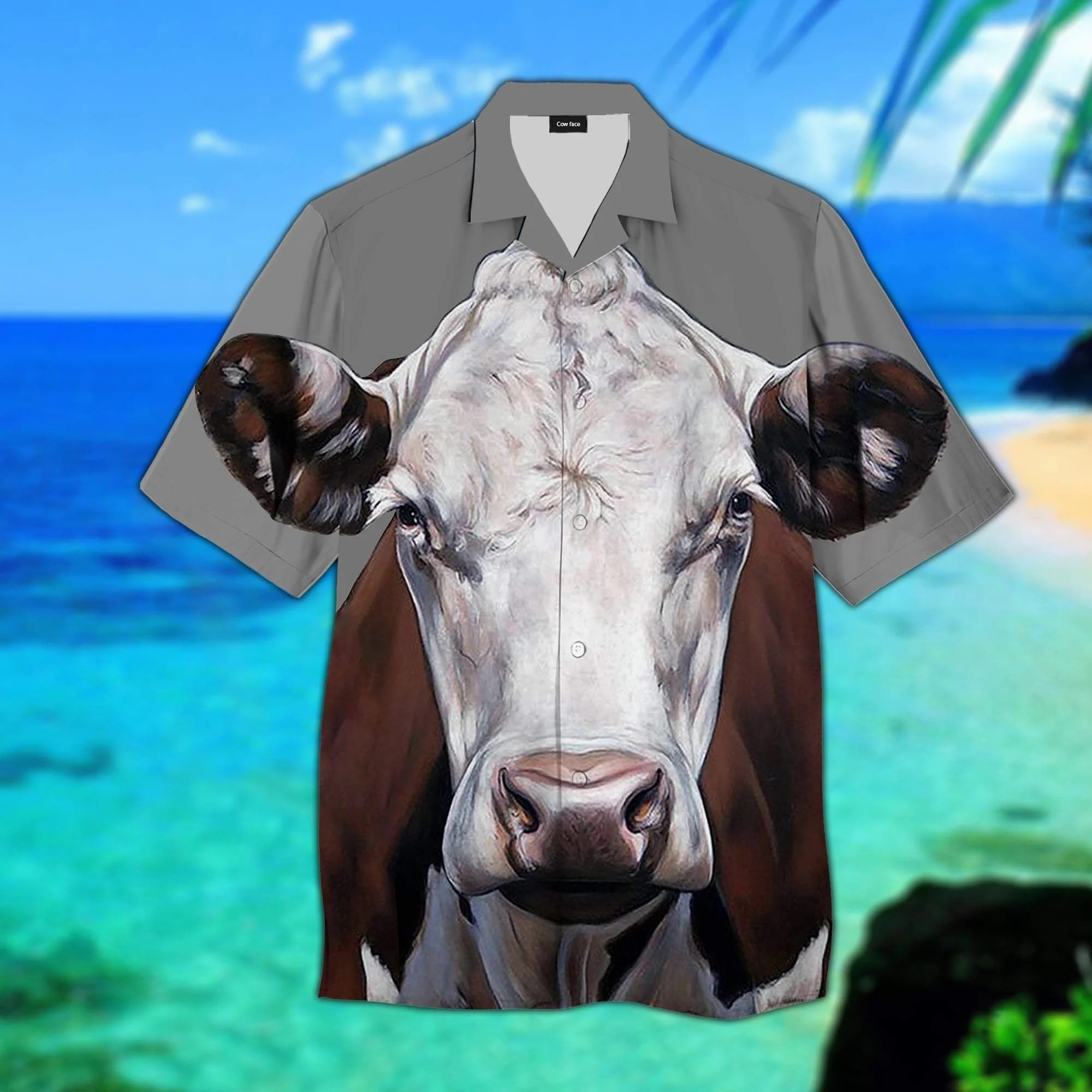 Tropical 3D Cow Face Trendy Hawaiian Shirt, Cow Trendy Hawaiian Shirt For Summer Gifts Tropical 3D Cow Face Trendy Hawaiian Shirt, Cow Trendy Hawaiian Shirt For Summer Gifts