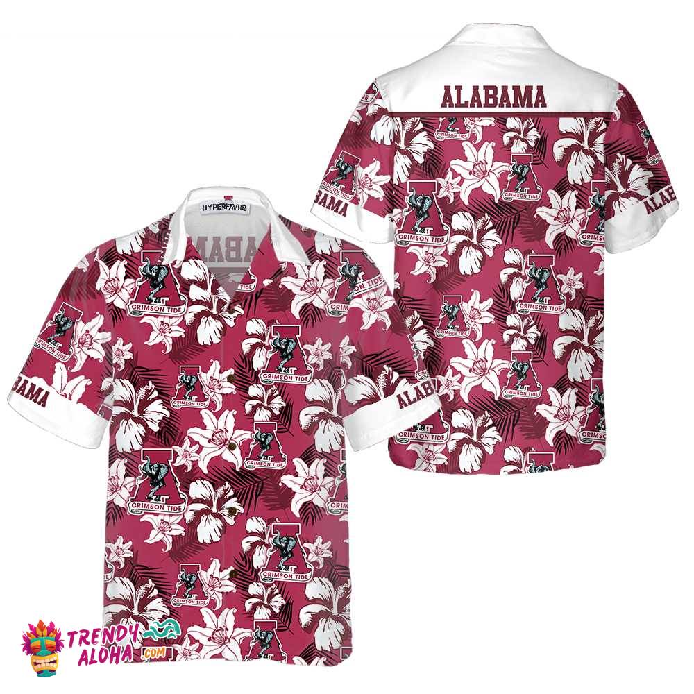 Tropical Alabama Hawaiian Shirt, Unique Alabama Shirt, Alabama Collared Shirt For Adults