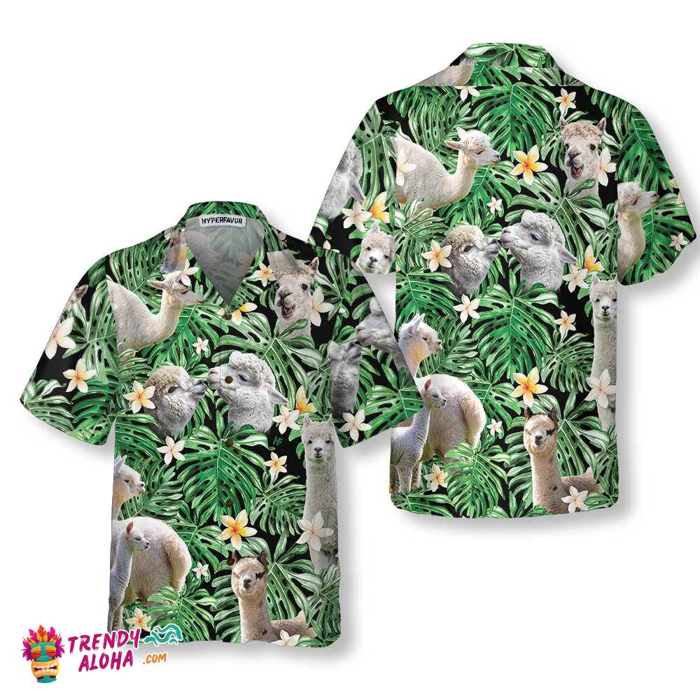 Tropical Alpaca Pattern Hawaiian Shirt, Funny Alpaca Print Shirt For Men & Women Tropical Alpaca Pattern Hawaiian Shirt, Funny Alpaca Print Shirt For Men & Women