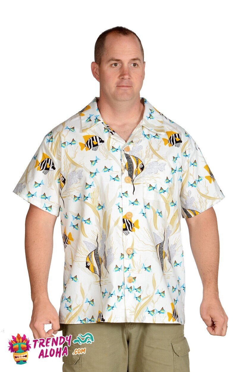 Tropical Angel Fish Ocean Life Vivid Print Hawaiian Shirt