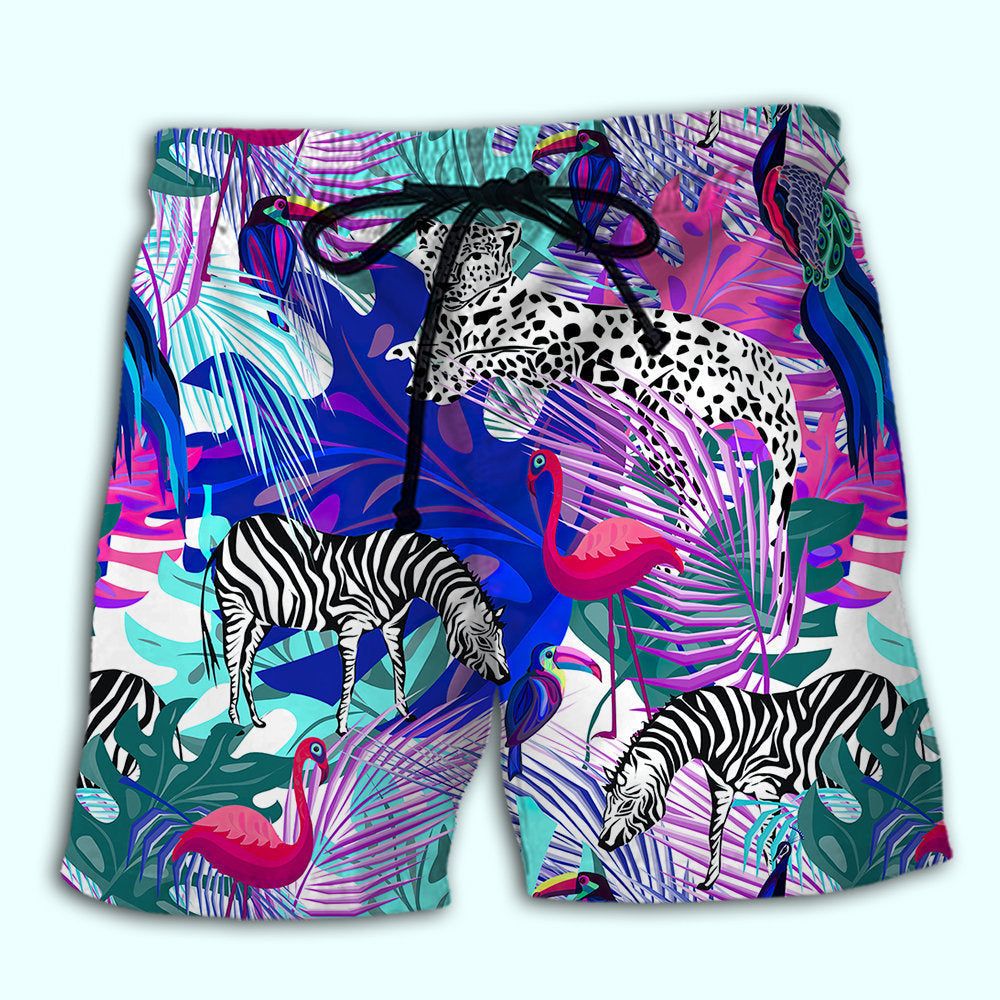 Tropical Animals Tropical Leaf Trendy Aloha Hawaiian Beach Shorts