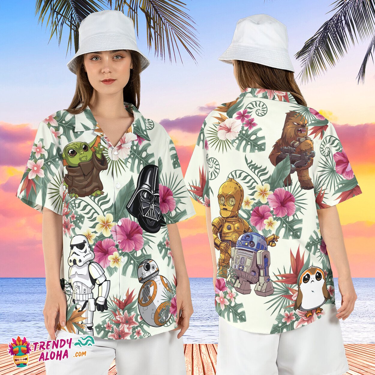 Tropical Baby Yoda Star Wars Mandalorian Summer Beach Aloha Tee