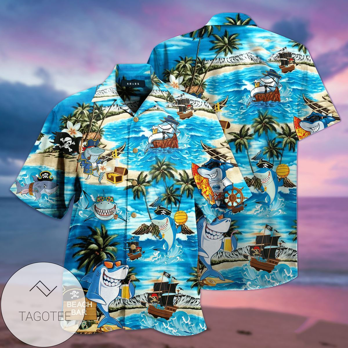 Tropical Beach Shark Adventures Hawaiian Shirt Wear
