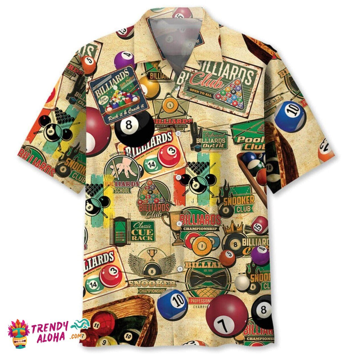 Tropical Billiard Balls Print Hawaiian Shirt for Team Players