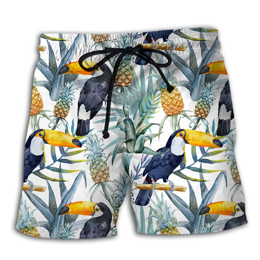 Tropical Bird Pineapple Basic Background Trendy Aloha Hawaiian Beach Shorts Tropical Bird Pineapple Basic Background Trendy Aloha Hawaiian Beach Shorts