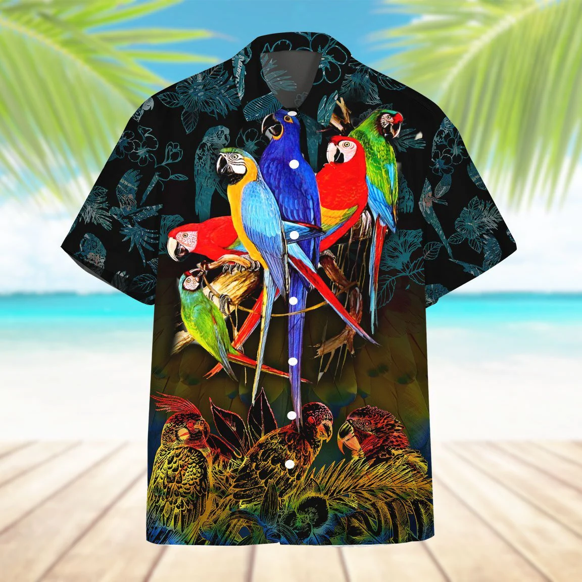 Tropical Birds Lover Parrot Hawaiian Shirt Design