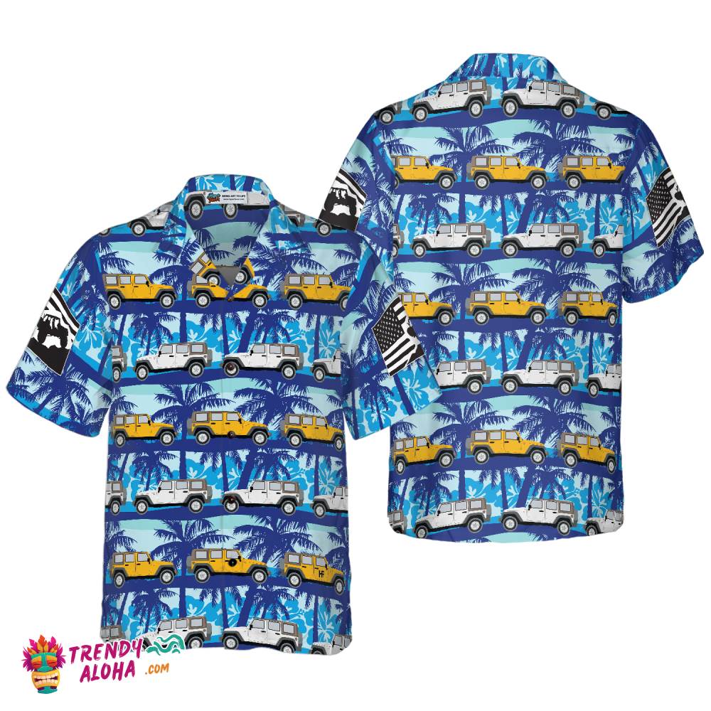 Tropical Blue Jeep Hawaiian Shirt Tropical Blue Jeep Hawaiian Shirt