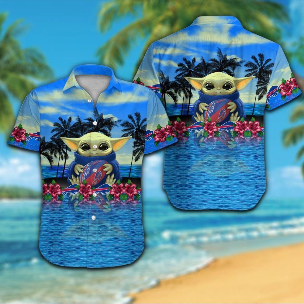 Tropical Buffalo Bills Short Sleeve Button Up Hawaiian Shirt Deluxe