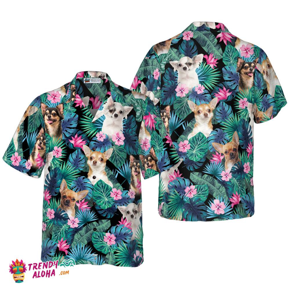 Tropical Chihuahua Dog Hawaiian Shirt Tropical Chihuahua Dog Hawaiian Shirt