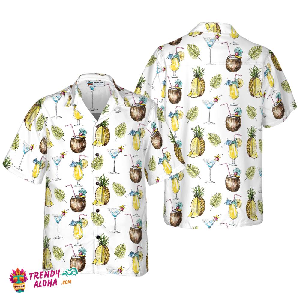 Tropical Coconut Cocktail Shirt For Men Hawaiian Shirt Tropical Coconut Cocktail Shirt For Men Hawaiian Shirt