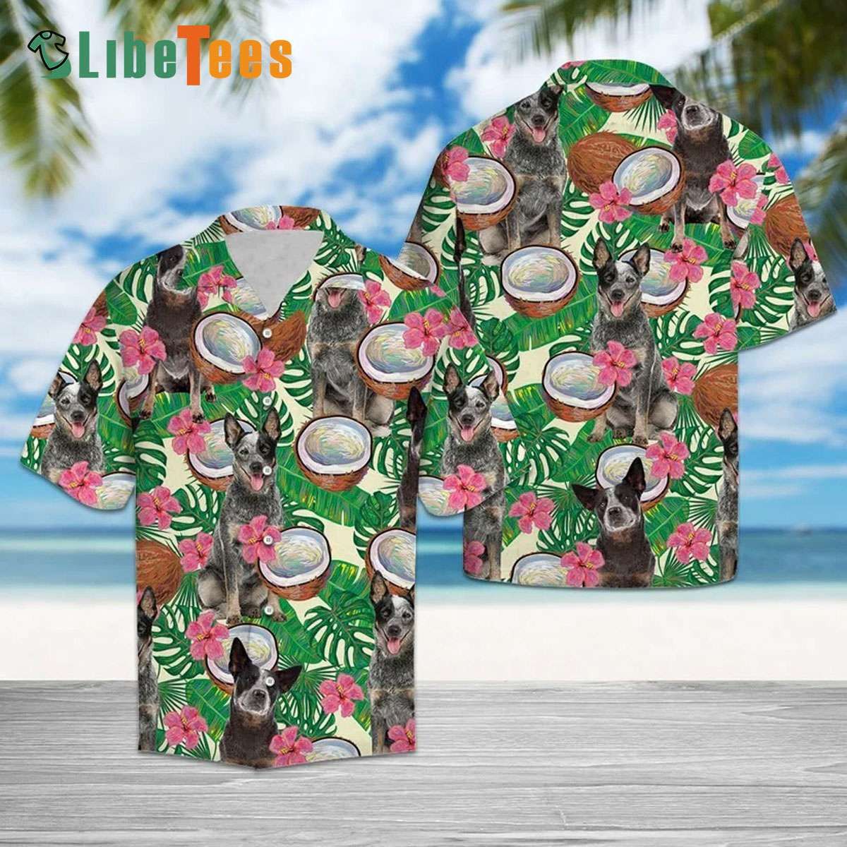 Tropical Coconut Day with Australian Cattle Dog Hawaiian Shirt