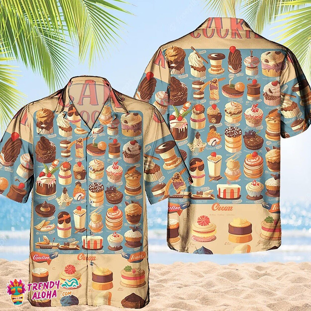 Tropical Cookie Cake Design 3D Print Hawaiian Shirt Men Women