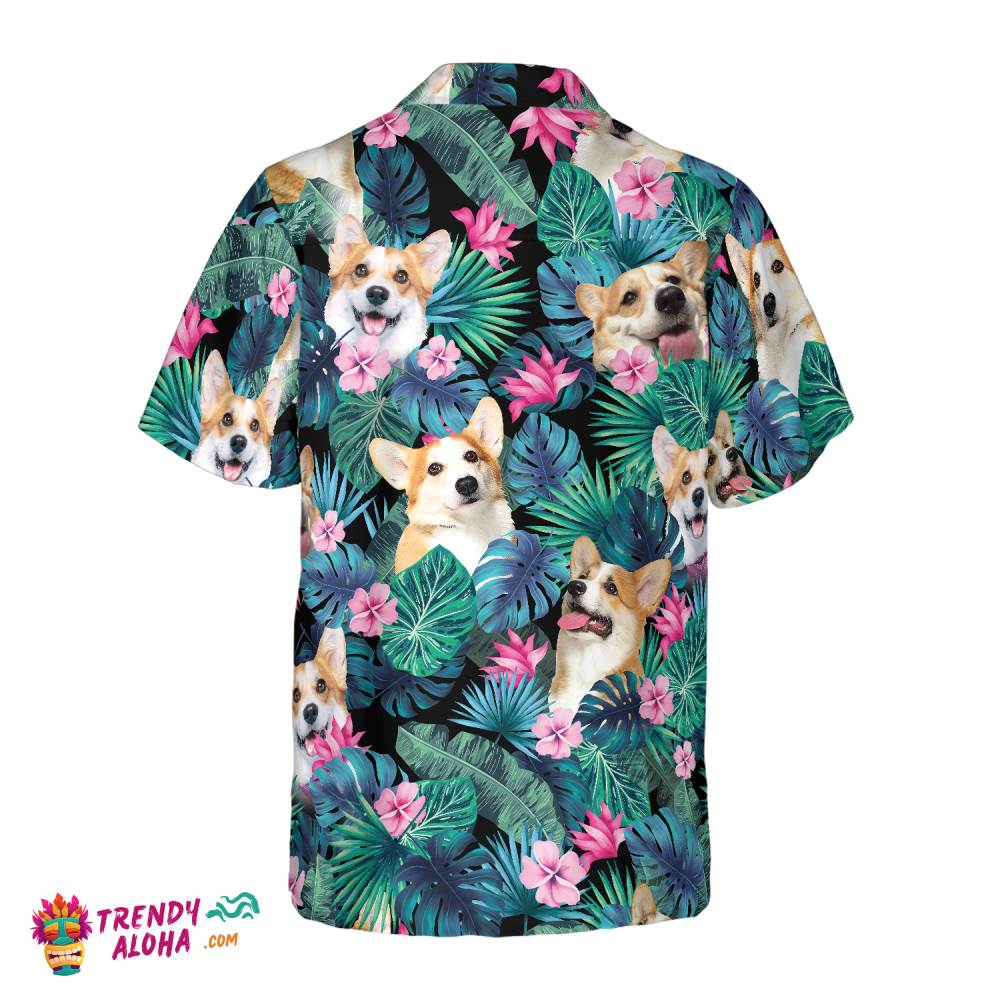 Tropical Corgi Dog Shirt For Men Hawaiian Shirt