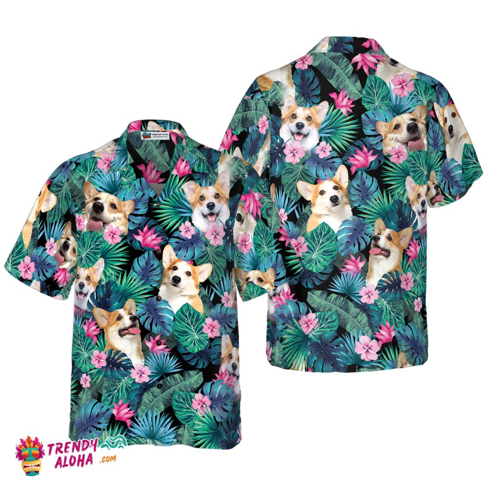 Tropical Corgi Dog Shirt For Men Hawaiian Shirt Tropical Corgi Dog Shirt For Men Hawaiian Shirt