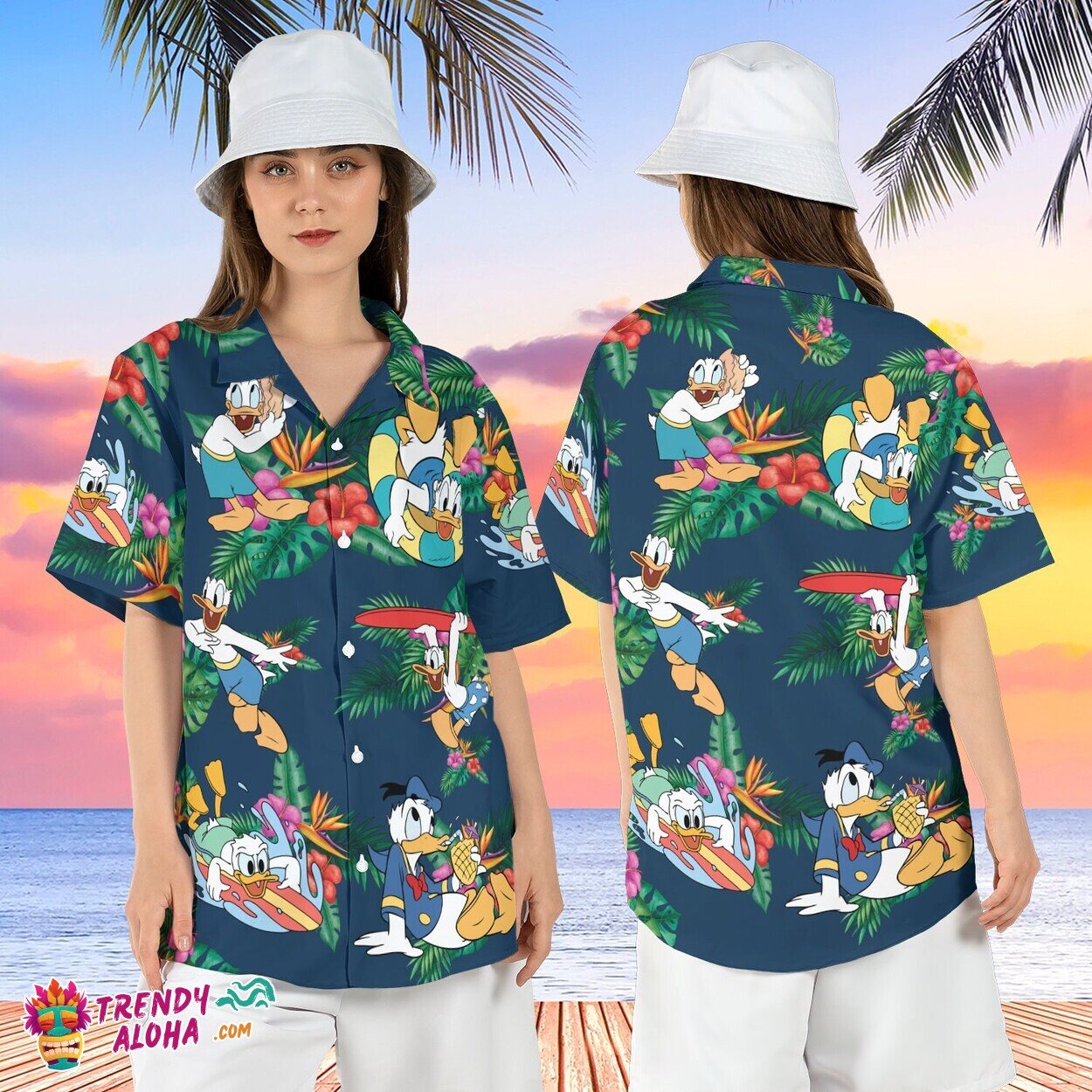 Tropical Donald Duck Hibiscus Disney Trip Aloha Summer Shirt