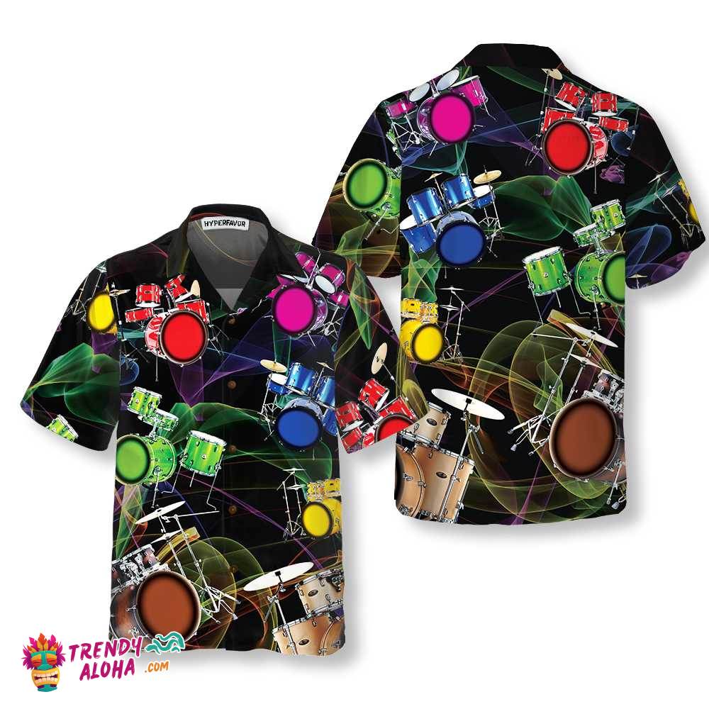 Tropical Drum Hawaiian Shirt, Colorful Drum Shirt, Unique Gift For Dummers Tropical Drum Hawaiian Shirt, Colorful Drum Shirt, Unique Gift For Dummers