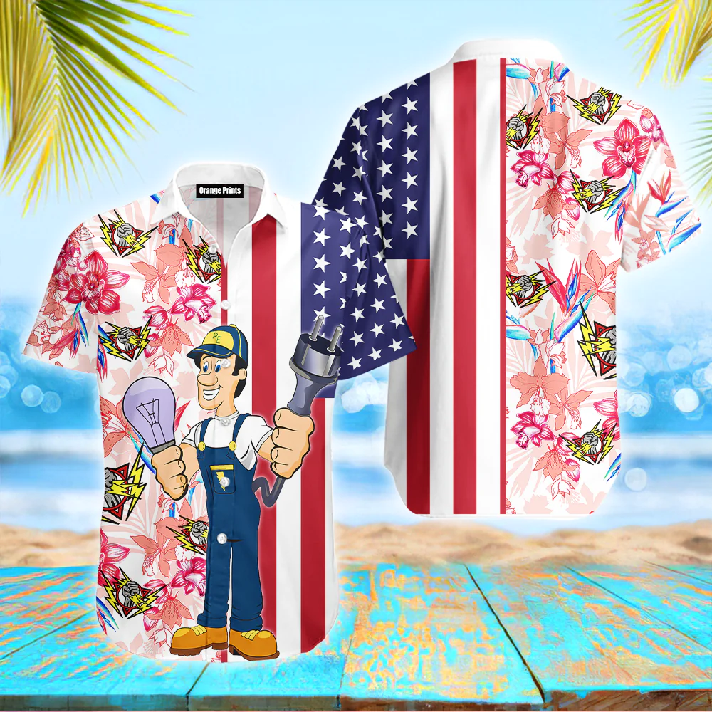 Tropical Electrician Flag Trendy Hawaiian Shirt For