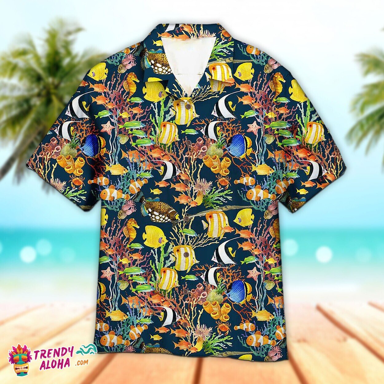 Tropical Fish Pattern Aloha Fishing Enthusiasts Unisex Hawaiian Shirt