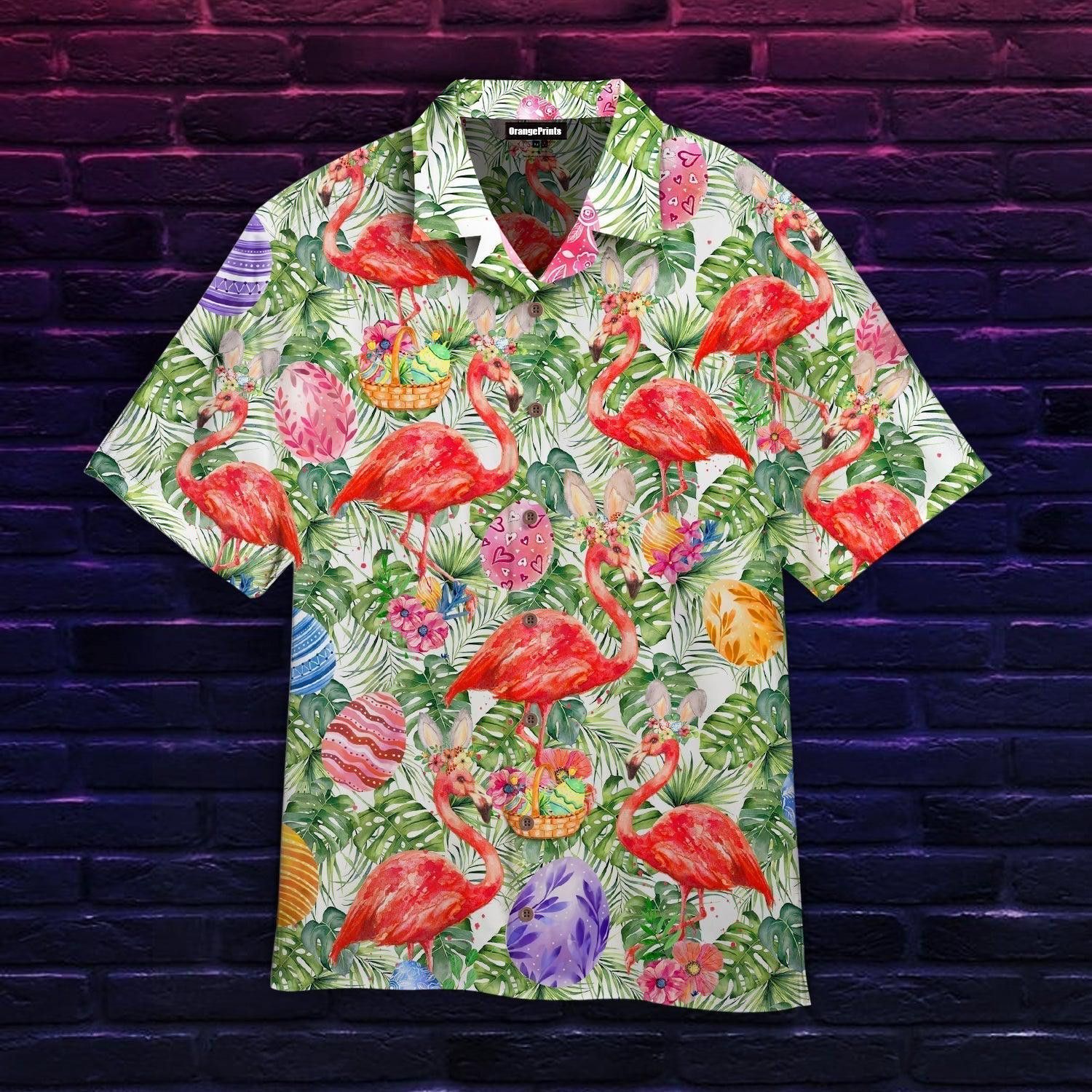 Tropical Flamingo Easter Eggs Trendy Hawaiian Shirt For