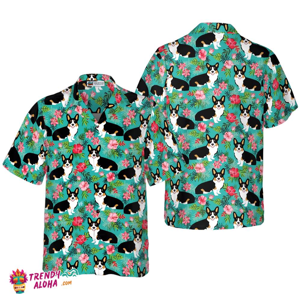 Tropical Floral Corgi Hawaiian Shirt, Corgi Shirt For Men And Women Tropical Floral Corgi Hawaiian Shirt, Corgi Shirt For Men And Women
