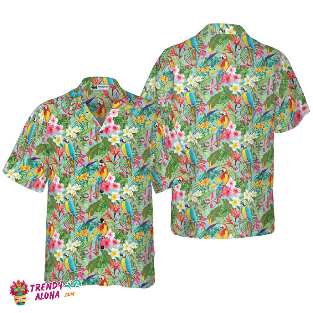 Tropical Floral Parrots Hawaiian Shirt