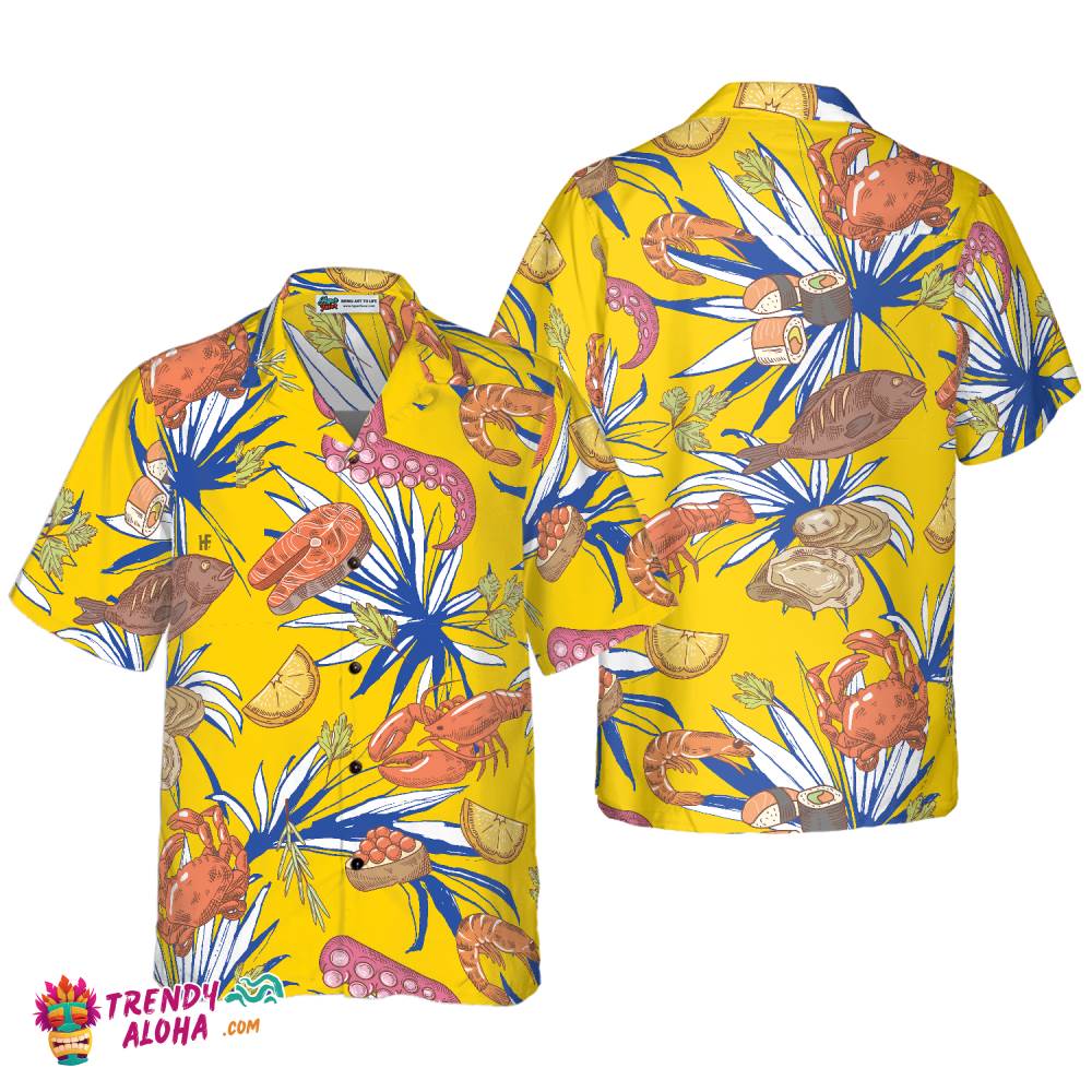 Tropical Floral Seafood Hawaiian Shirt Tropical Floral Seafood Hawaiian Shirt
