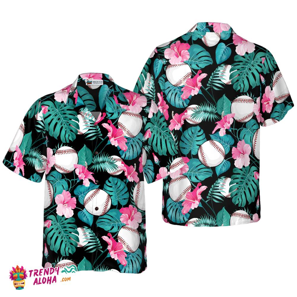 Tropical Flower Baseball Hawaiian Shirt
