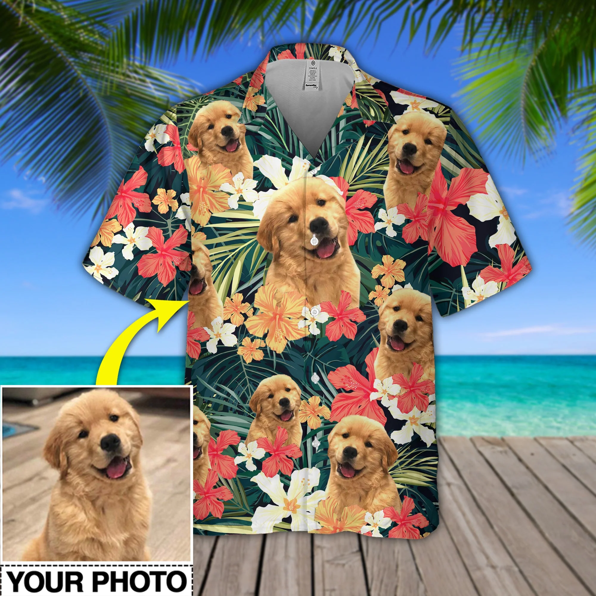 Tropical Flower Dog Custom Photo Trendy Hawaiian Shirt, Dog Summer Hawaii Shirt, Trendy Hawaiian Shirt Men