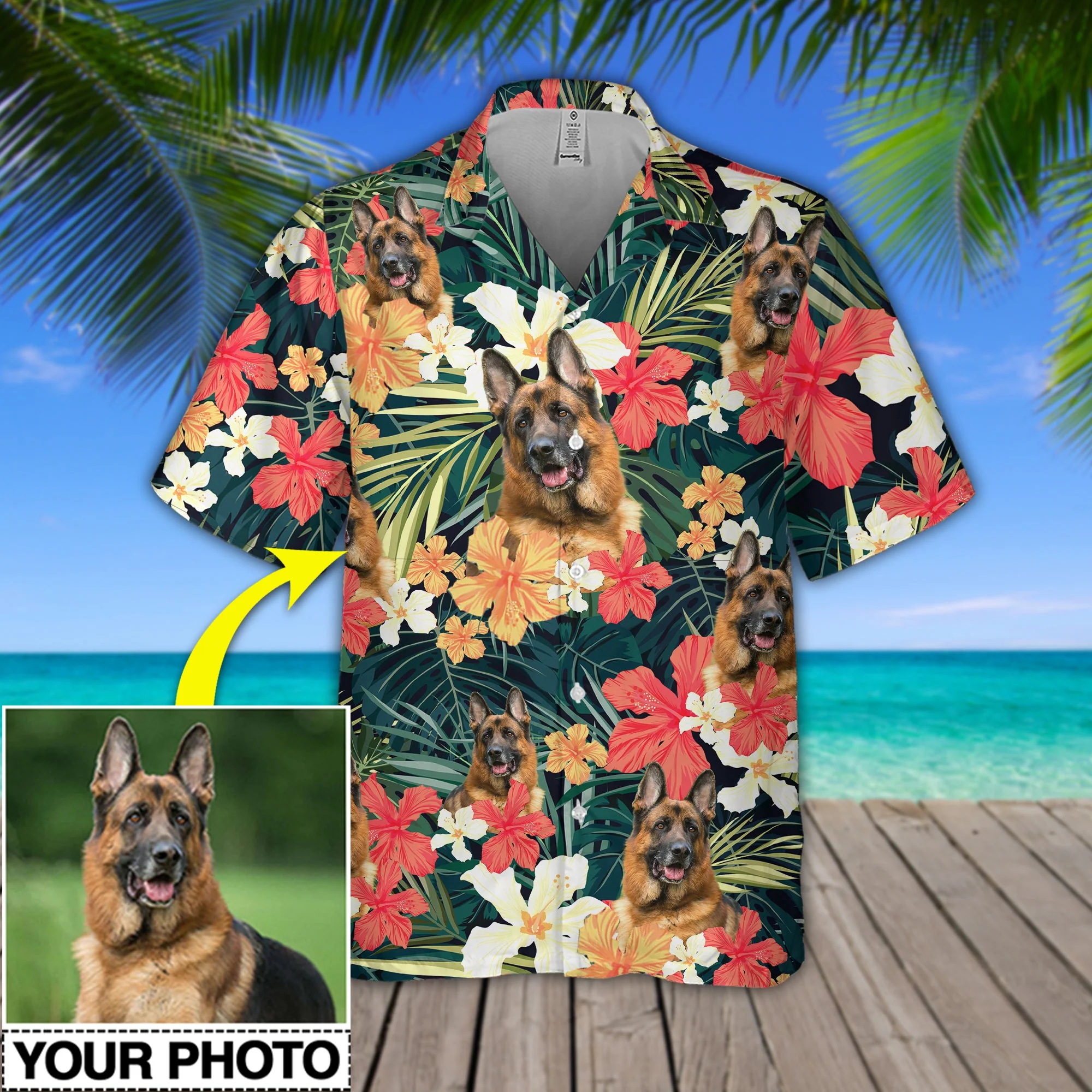 Tropical Flower Dog Custom Photo Trendy Hawaiian Shirt, Dog Summer Hawaii Shirt, Trendy Hawaiian Shirt Men