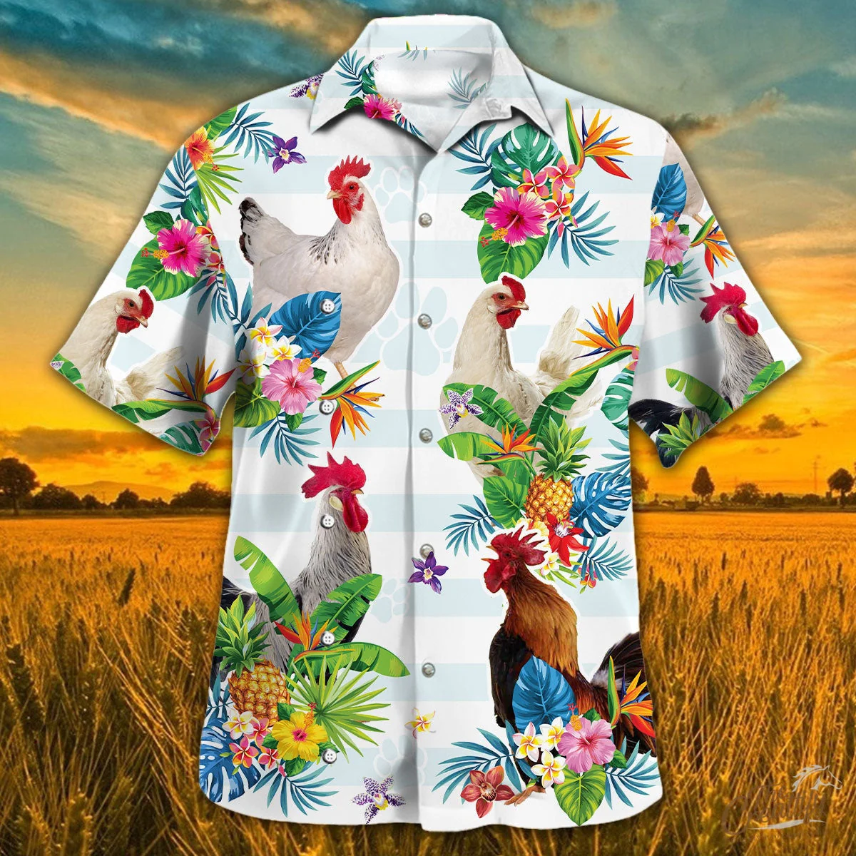 Tropical Flower Hawaiian Shirt Celebrating Chicken Lovers