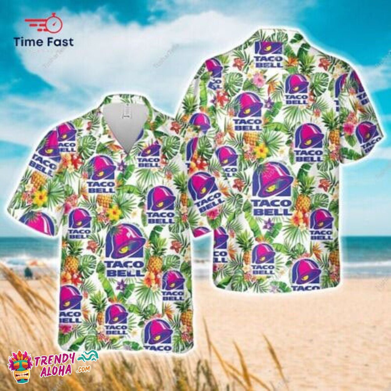 Tropical Flower Taco Bell Theme Pink Aloha Hawaiian Shirt Unisex