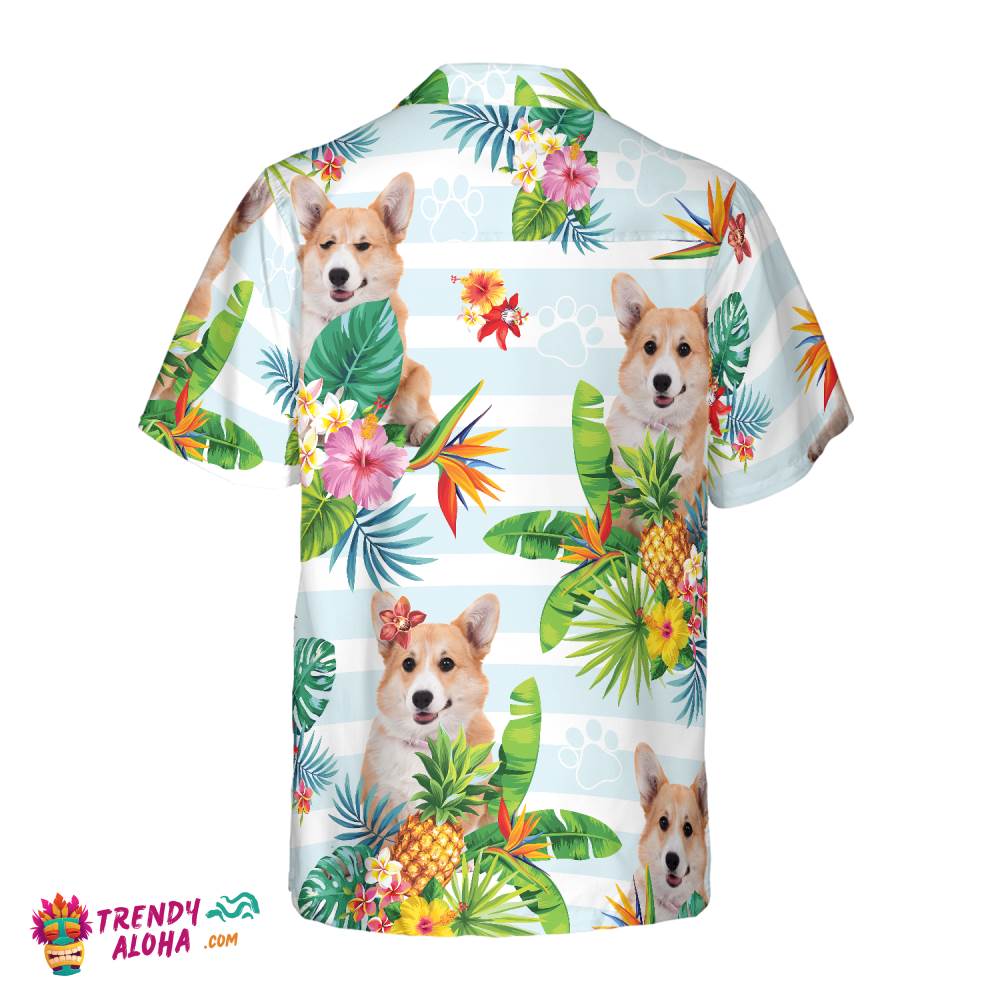 Tropical Flower With Corgi Hawaiian Shirt