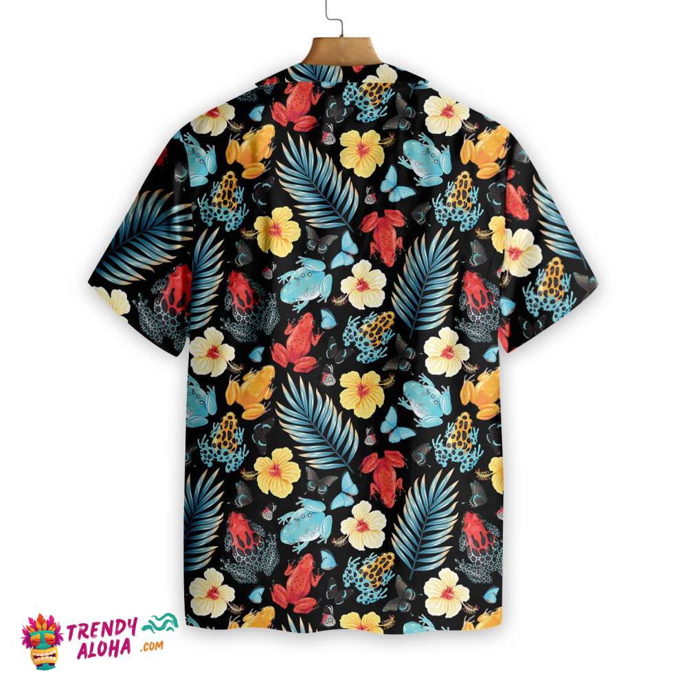 Tropical Flowers And Frogs Hawaiian Shirt