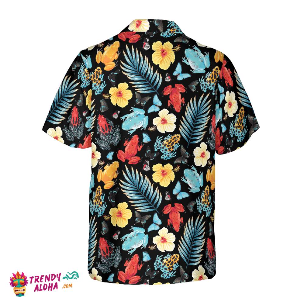 Tropical Flowers And Frogs Hawaiian Shirt