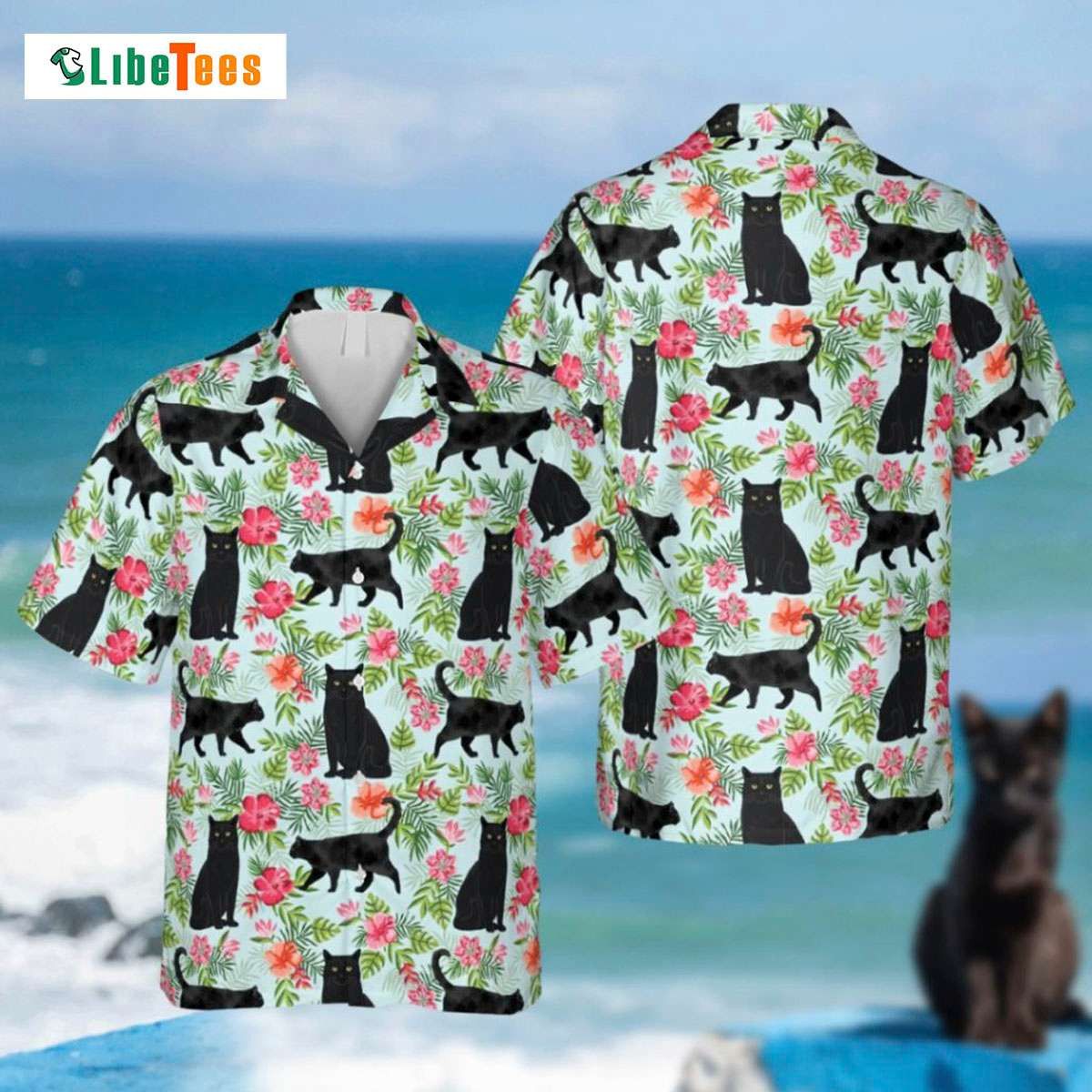 Tropical Flowers Black Cat Hawaiian Shirt Perfect Gifts For Your Loved Ones