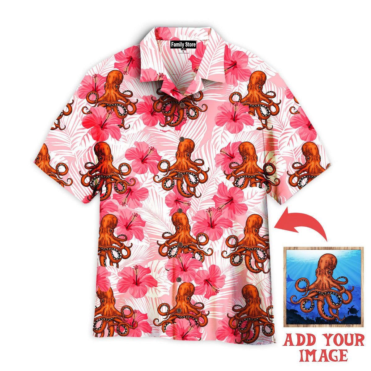 Tropical Flowers Hibiscus Octopus Custom Hawaiian Shirt Tropical Flowers Hibiscus Octopus Custom Hawaiian Shirt