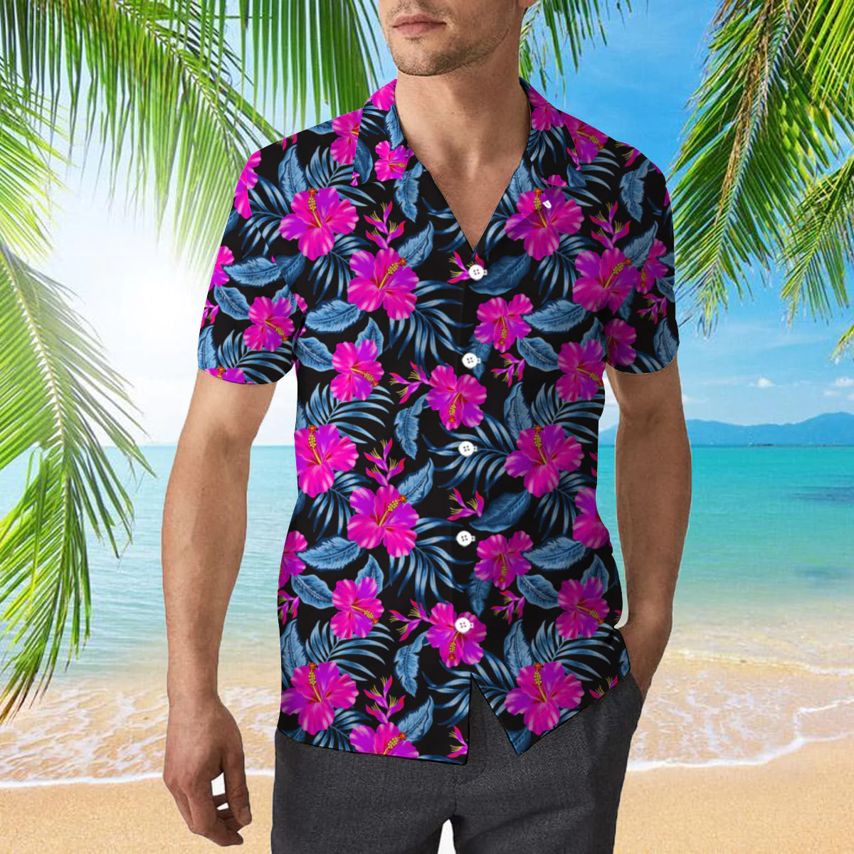 Tropical Flowers Hibiscus Trendy Hawaiian Shirt For Aloha Shirt