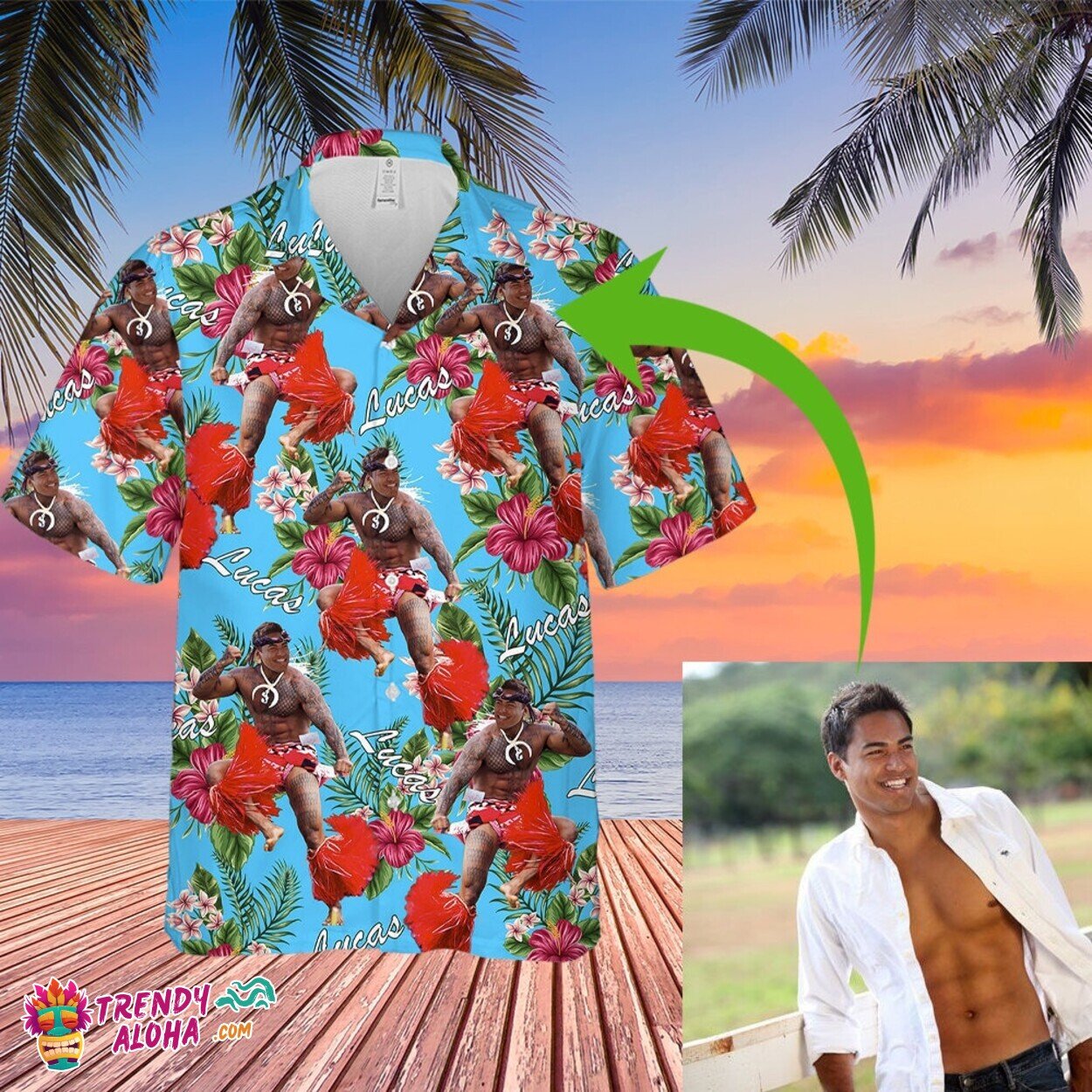 Tropical Flowers Hula Dance Personalized Aloha Shirt Men’s Summer