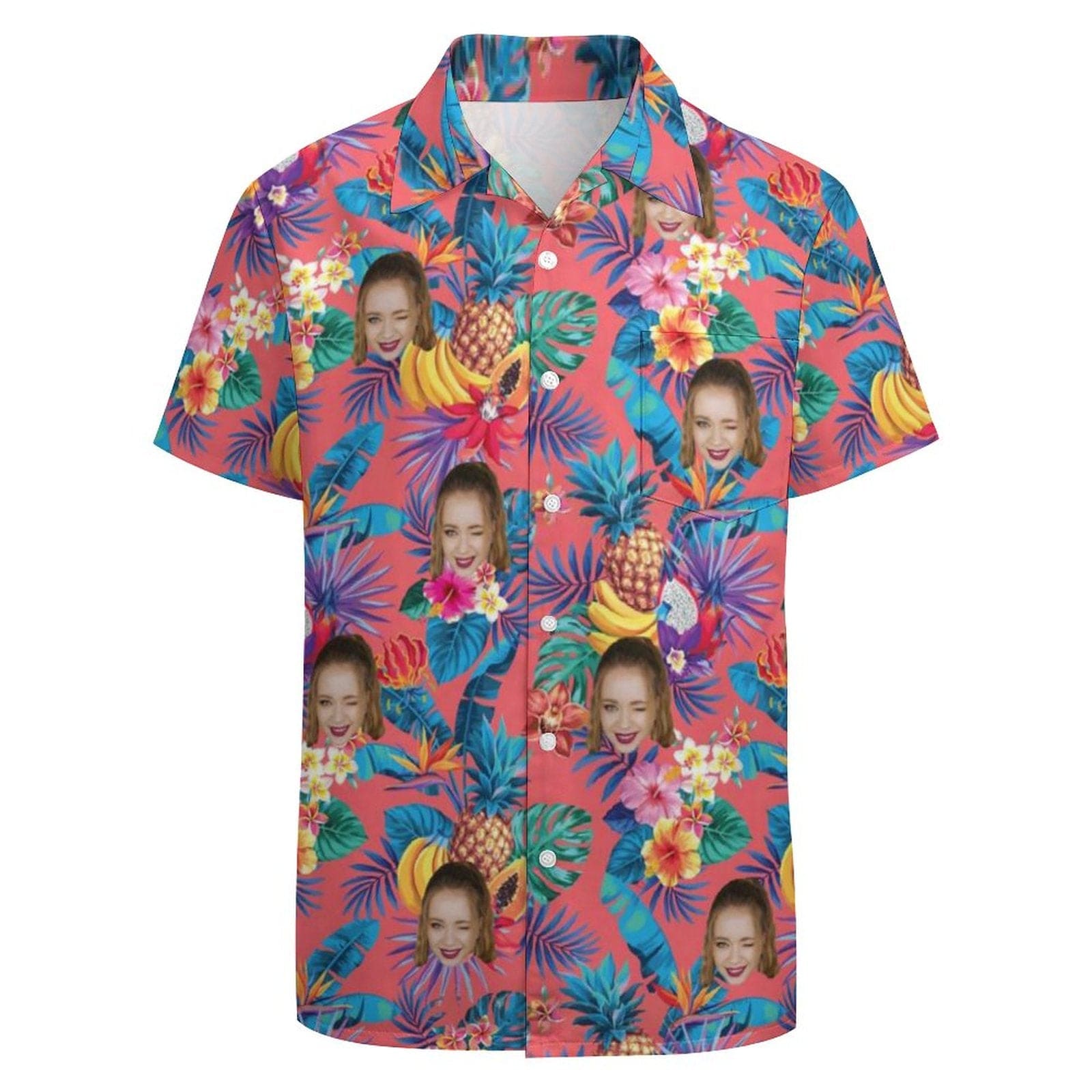 Tropical Fruits Men Front Pocket Shortsleeve Beach Pocket Hawaiian Shirt Tropical Fruits Men Front Pocket Shortsleeve Beach Pocket Hawaiian Shirt