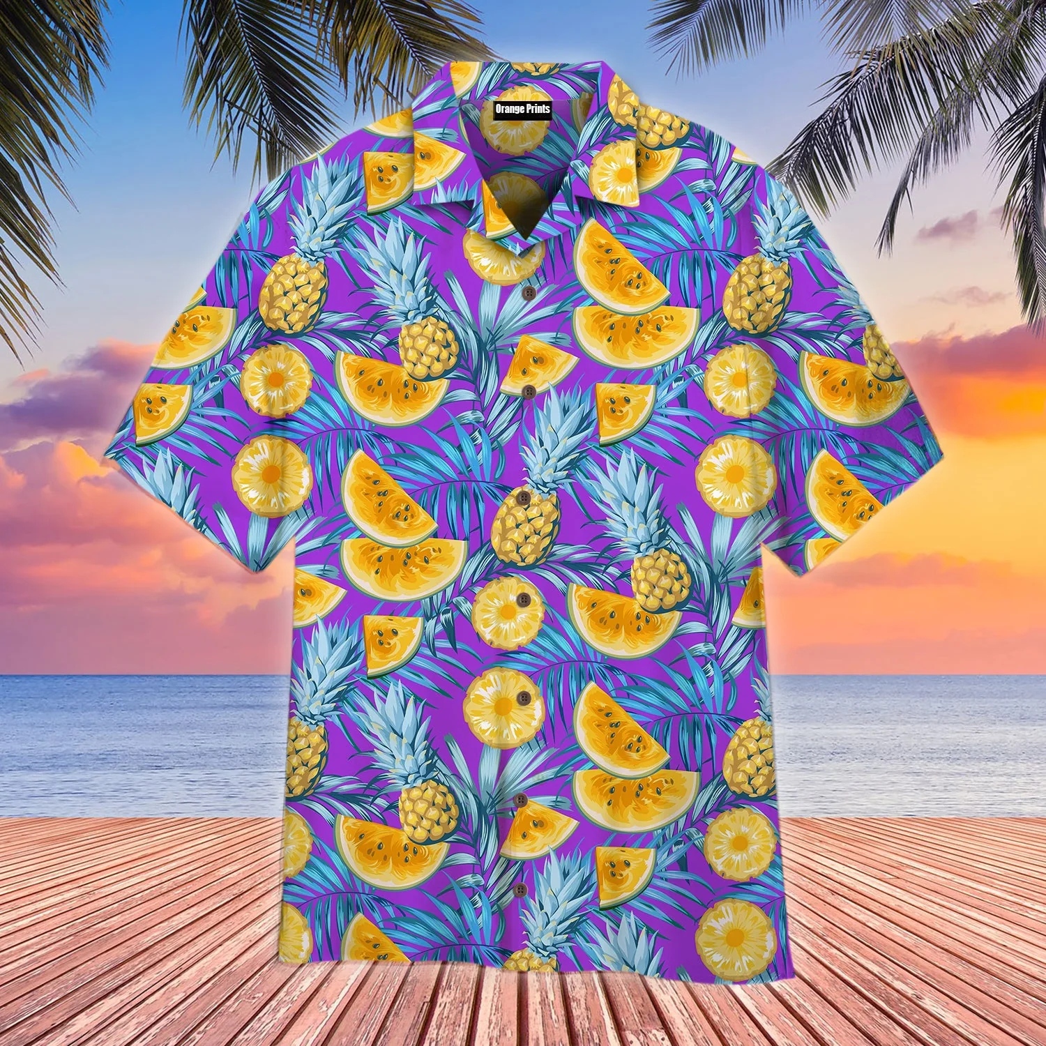 Tropical Fruits Pineapples Trendy Hawaiian Shirt