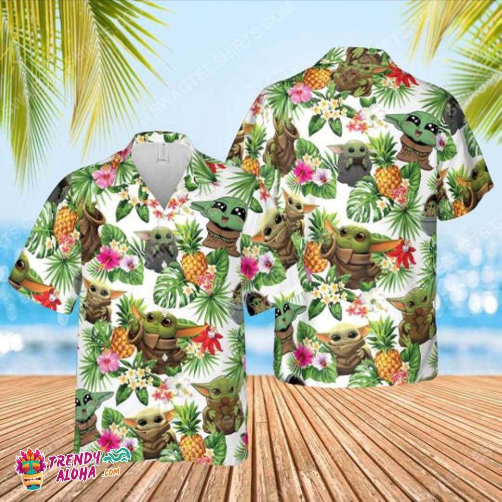 Tropical Fruits Star Wars Baby Yoda Summer Holiday Family Aloha Hawaiian Beach Shirt