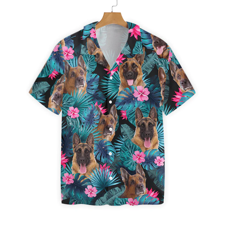 Tropical German Shepherd Dog Pattern Trendy Hawaiian Shirt Tropical German Shepherd Dog Pattern Trendy Hawaiian Shirt