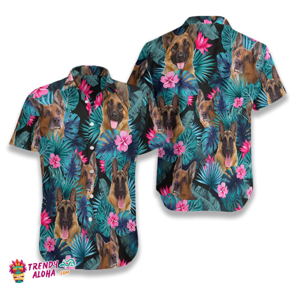 Tropical German Shepherd Hawaiian Shirt Tropical German Shepherd Hawaiian Shirt